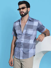 Checked Half Sleeve Cotton Shirt for Men-SF-950Grey